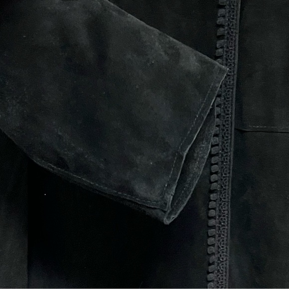 Ellie Tahari Lamb Suede Black Fringed Jacket - Picture 6 of 15